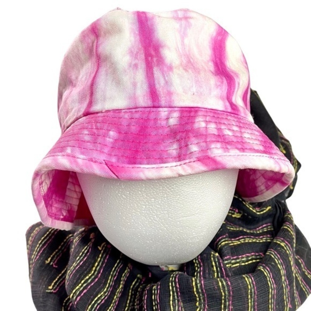Panama Jack One Size Pink and White Adult Tie Dye Bucket Hat 100% Cotton